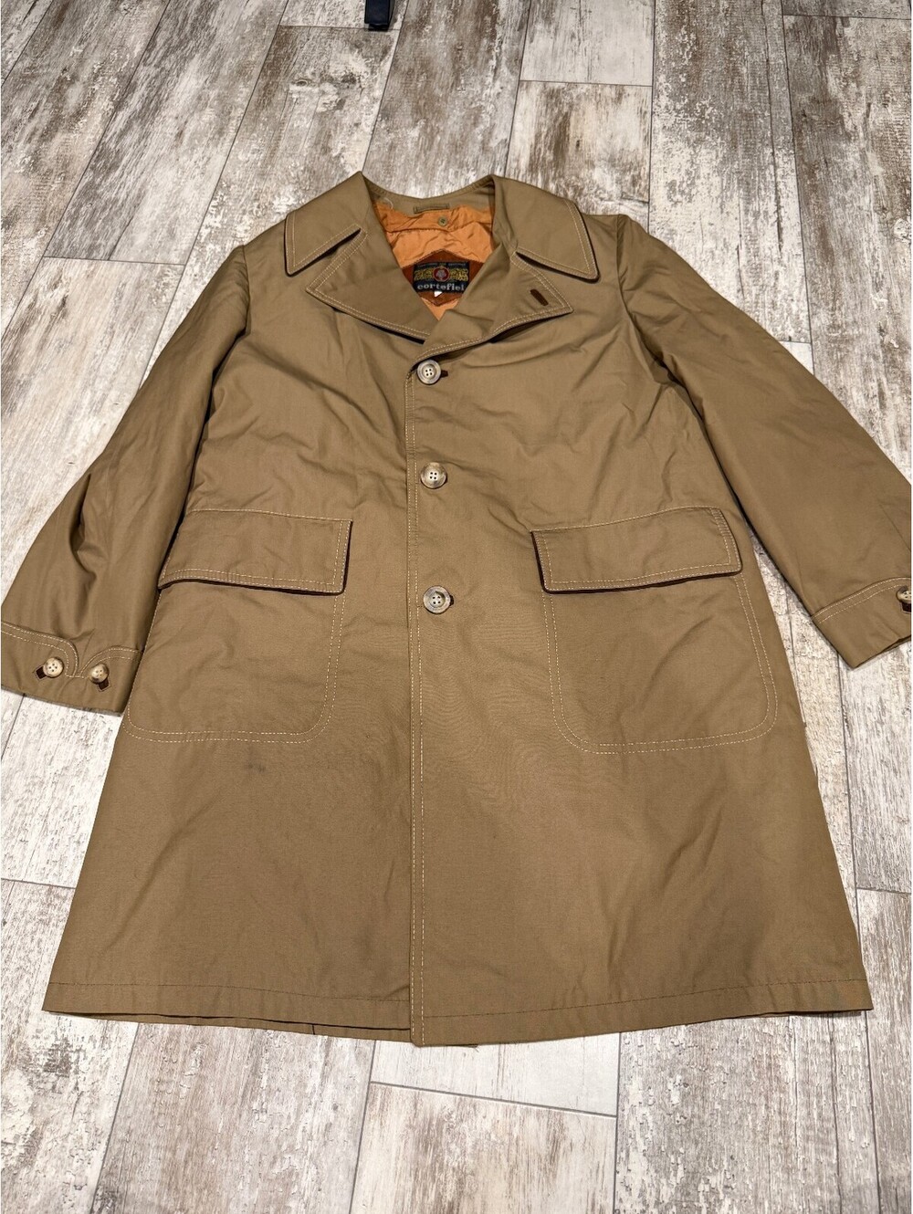 Vintage Cortefiel Spain Trench Coat Zodiac Lined Tan